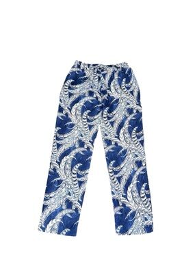 J.McLaughlin silk blend Giada pull on pants in blue white fern print S NWT